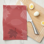  rode herfstbladeren theedoek (Quarter Fold)