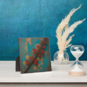 Rode Herfstbladeren Turquoise Geometrisch Mozaïek Fotoplaat (Insitu)