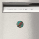 Rode Herfstbladeren Turquoise Geometrisch Mozaïek Magneet (Insitu (Vaatwasser))