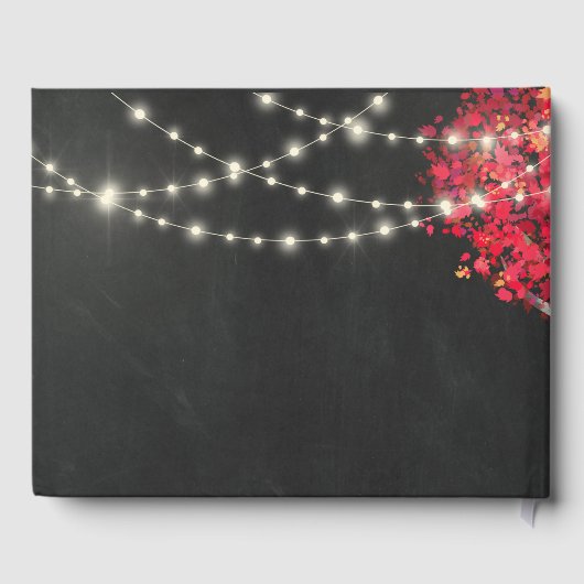 Rode herfstboom en het Bouw van de Vormen van het  Gastenboek (Achterkant)