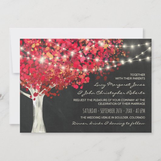 Rode herfstboom en het Bouw van de Vormen van het  Kaart (Voorkant)