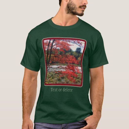 Rode herfstloof moeras gepersonaliseerd t-shirt (Voorkant)