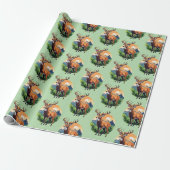 Rode herten cadeaupapier (Uitgerold)