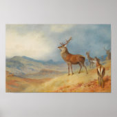 Rode Herten In Een Hooglandschap, Kunst Poster (Voorkant)