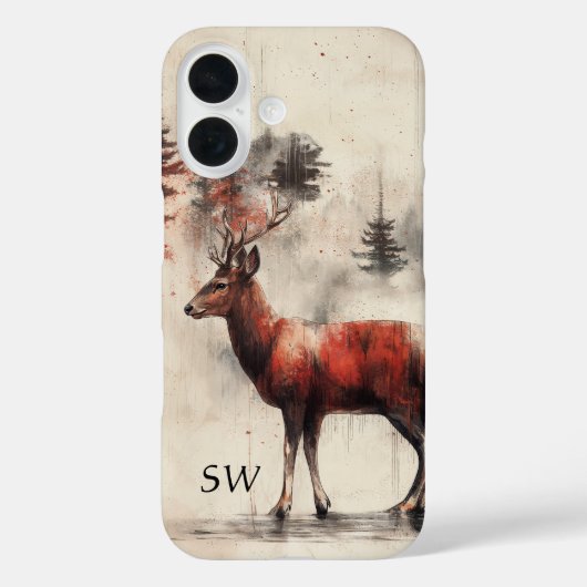 Rode herten in het bos monogrammed Case-Mate iPhone case (Achterkant)