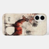 Rode herten in het bos monogrammed Case-Mate iPhone case (Achterkant (horizontaal))