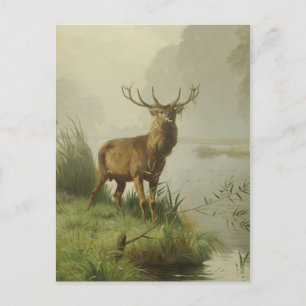Rode herten schilderij briefkaart