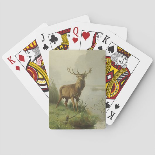 Rode herten schilderij speelkaarten (Achterkant)