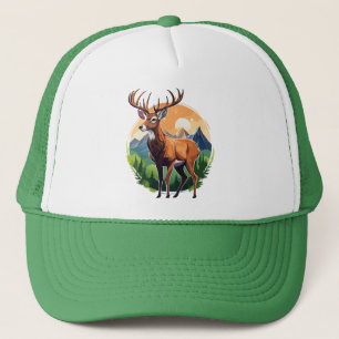 Rode herten trucker pet