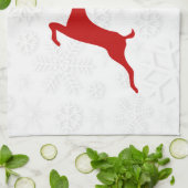 Rode herten witte sneeuwvlokken theedoek (Gevouwen)