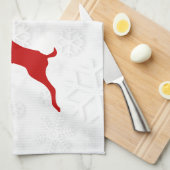 Rode herten witte sneeuwvlokken theedoek (Quarter Fold)