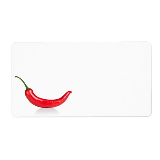 Rode hete chilipeper geïsoleerd op witte achtergro etiket (Voorkant)