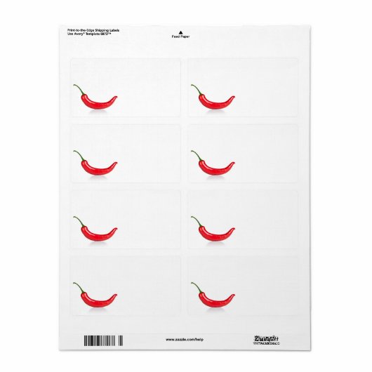 Rode hete chilipeper geïsoleerd op witte achtergro etiket (Full Sheet)