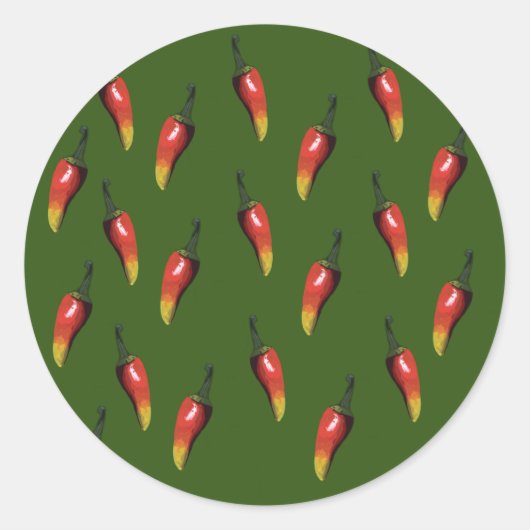 Rode hete chilipepers ronde sticker (Voorkant)