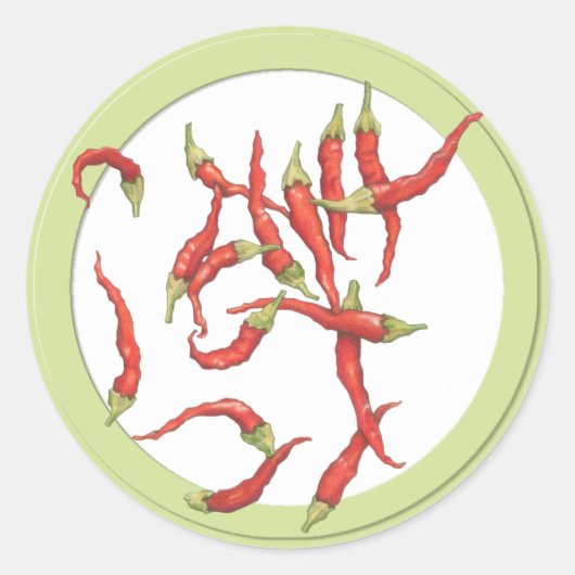 Rode Hete Chillies groene Sticker (Voorkant)