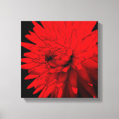 Rode Hete Dahlia Bloem Abstracte Kunst Canvas Afdruk (Voorkant)