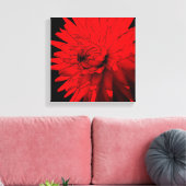 Rode Hete Dahlia Bloem Abstracte Kunst Canvas Afdruk (Insitu (Woonkamer))