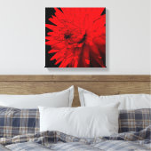 Rode Hete Dahlia Bloem Abstracte Kunst Canvas Afdruk (Insitu (Slaapkamer))