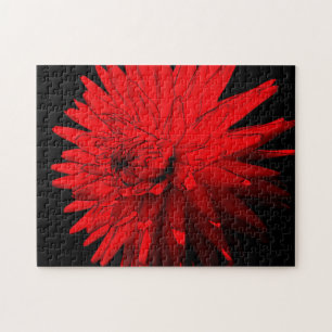 Rode Hete Dahlia Bloem Abstracte Kunst Legpuzzel