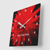 Rode hete Dahlia bloem gepersonaliseerd Vierkante Klok (Hoek)