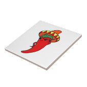 Rode Hete Kawaii Peper Diva Mexicaanse Sombrero Tegeltje (Zijkant)