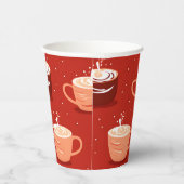 Rode hete koffie & cacao ontwerp papieren bekers (Rechts)