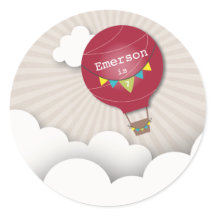 Rode Hete Luchtballon Verjaardagsfeestje Sticker