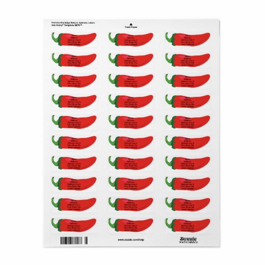 Rode Hete Peper 5 Lijn Etiket (Full Sheet)