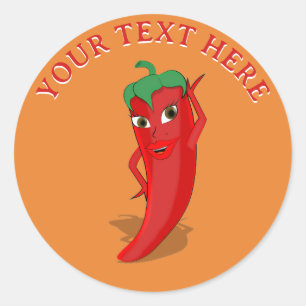 Rode Hete Peper Diva Bewerkbare Tekst Ronde Sticker