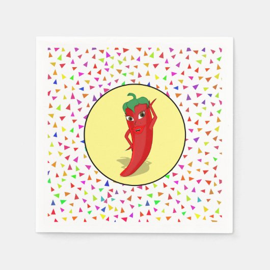 Rode hete peper diva confetti patroon servet (Voorkant)