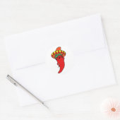 Rode Hete Peper Diva Mexicaanse Hoed Ronde Sticker (Envelop)