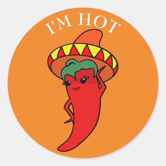 Rode Hete Peper Diva Mexicaanse Hoed Ronde Sticker (Voorkant)