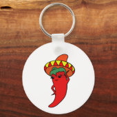 Rode hete peper diva Mexicaanse Sombrerob Sleutelhanger (Voorkant)