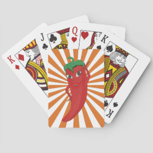 Rode hete peper diva namaak borduurwerk print pokerkaarten