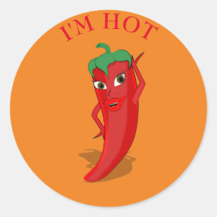 Rode hete peper diva ronde sticker