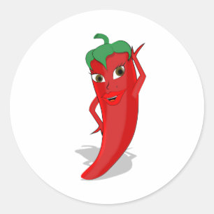 Rode Hete Peper Diva Ronde Sticker
