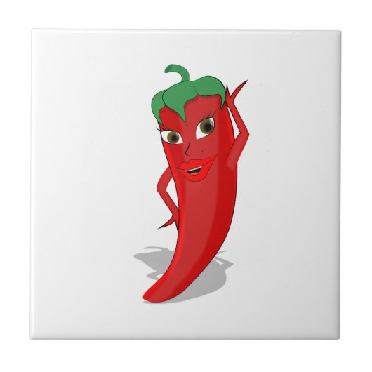 Rode Hete Peper Diva Tegeltje (Voorkant)