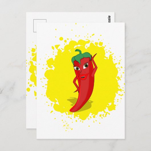 Rode Hete Peper Diva Verf Splatter Briefkaart (Voorkant / Achterkant)