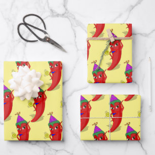 Rode hete peper diva verjaardagsfeest aangepast inpakpapier vel