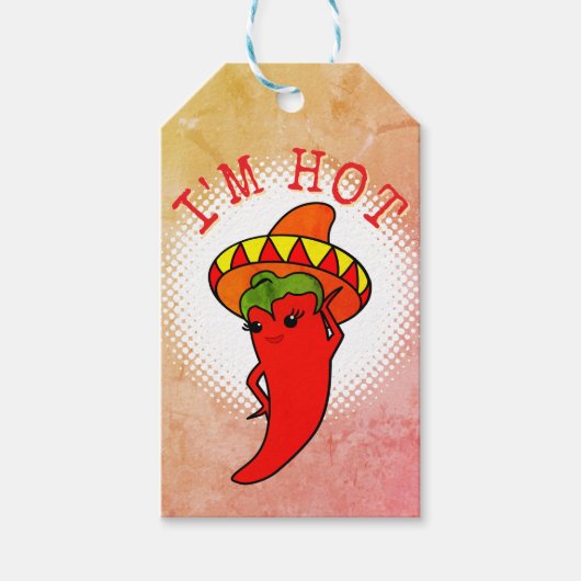 Rode hete peper diva vintage stijl print cadeaulabel (Voorkant)