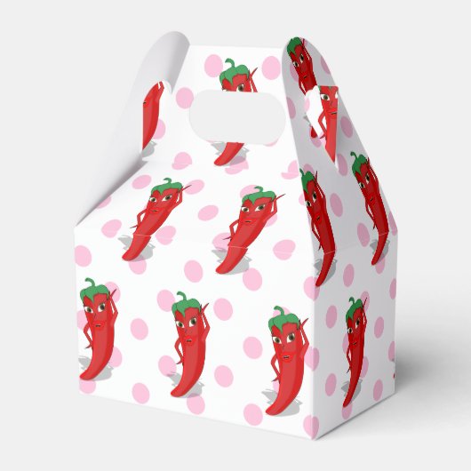 Rode Hete Peper Divas Roze Stip Favor Dozen Bedankdoosjes (Achterkant)
