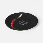 Rode hete peper met kaarsvlam verjaardag papieren bordje (Gekanteld)