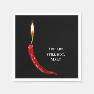 Rode hete peper met kaarsvlam verjaardag servet