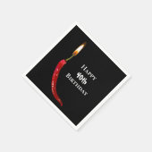 Rode hete peper op zwarte 40e verjaardag servet (Hoek)