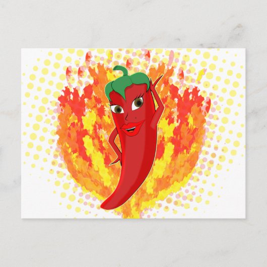 Rode hete peper vuur vlammen briefkaart (Voorkant)