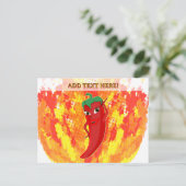 Rode hete peper vuur vlammen briefkaart (Staand voorkant)