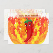 Rode hete peper vuur vlammen briefkaart (Voorkant / Achterkant)