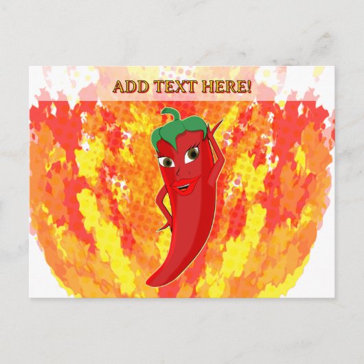 Rode hete peper vuur vlammen briefkaart (Voorkant)
