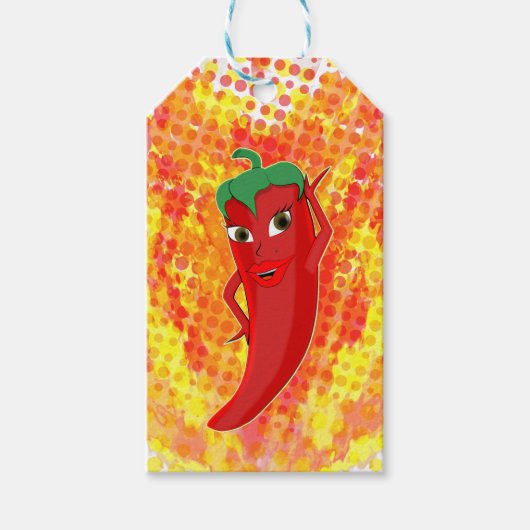 Rode hete peper vuur vlammen cadeaulabel (Voorkant)
