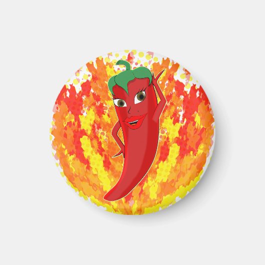 Rode hete peper vuur vlammen magneet (Voorkant)